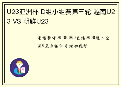 U23亚洲杯 D组小组赛第三轮 越南U23 VS 朝鲜U23
